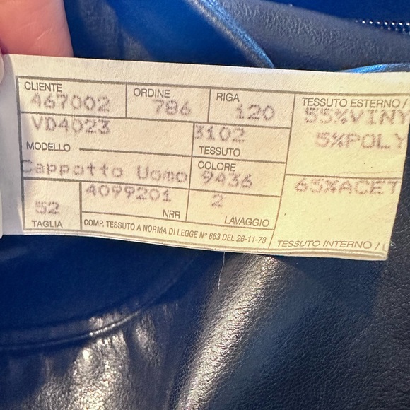 Emporio Armani Black Faux Leather Coat Zipper Front Size 52 Italian - Picture 14 of 14